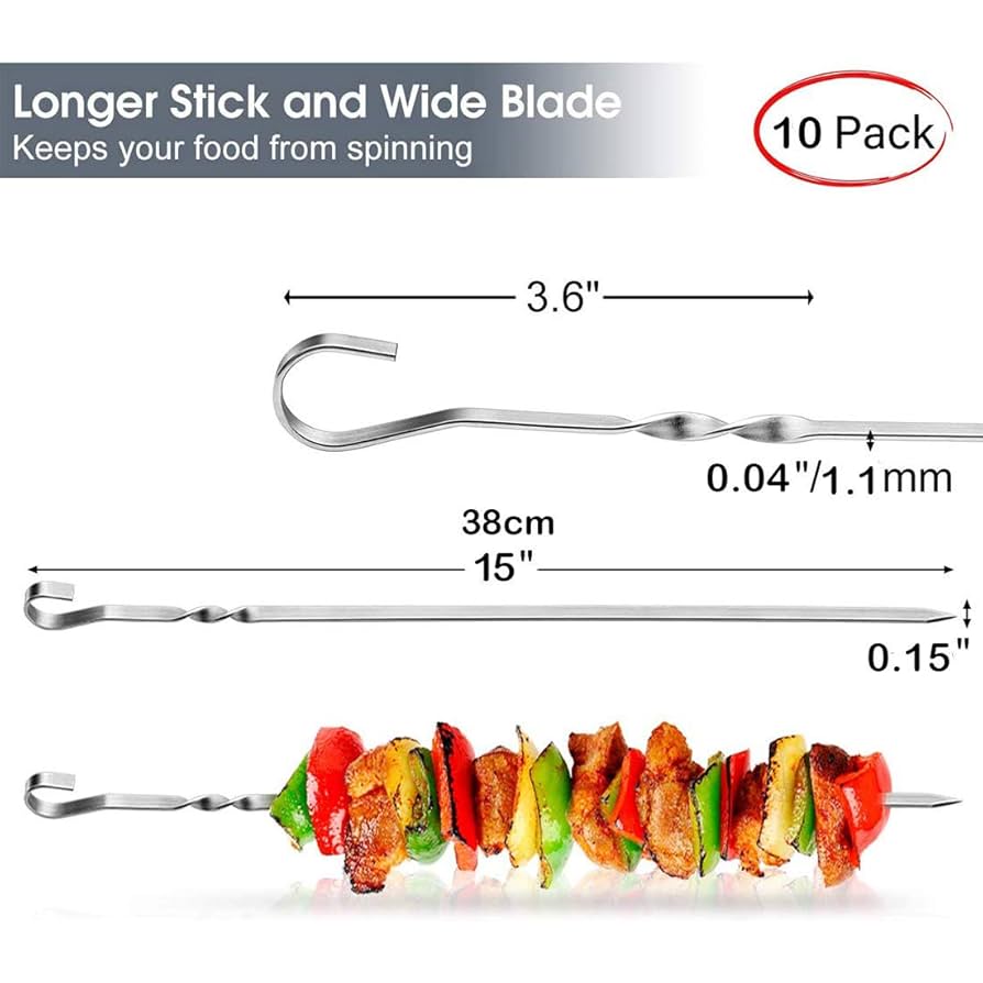 Amazon.co.jp: バーベキュー串、38cmインチフラットロング再利用